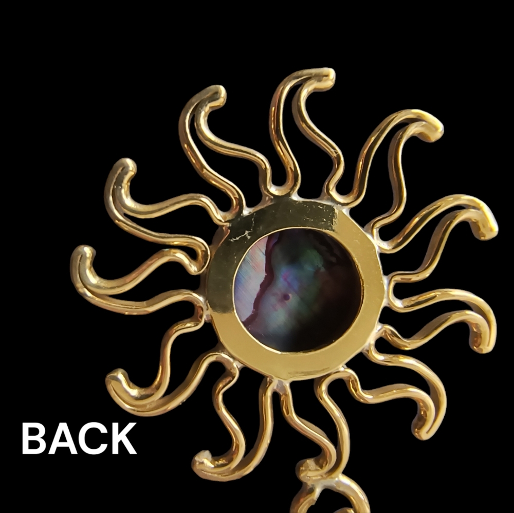 Charles Albert Designer Red Abalone Sun Pendant In Gold Alchemia Finish - Picture 6 of 10